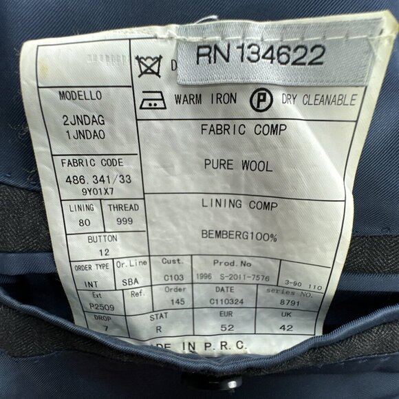 SuitSupply Suit Jacket Mens 42R Gray‎ Herringbone Wool Super 110s Surgeons Cuff - Picture 6 of 16